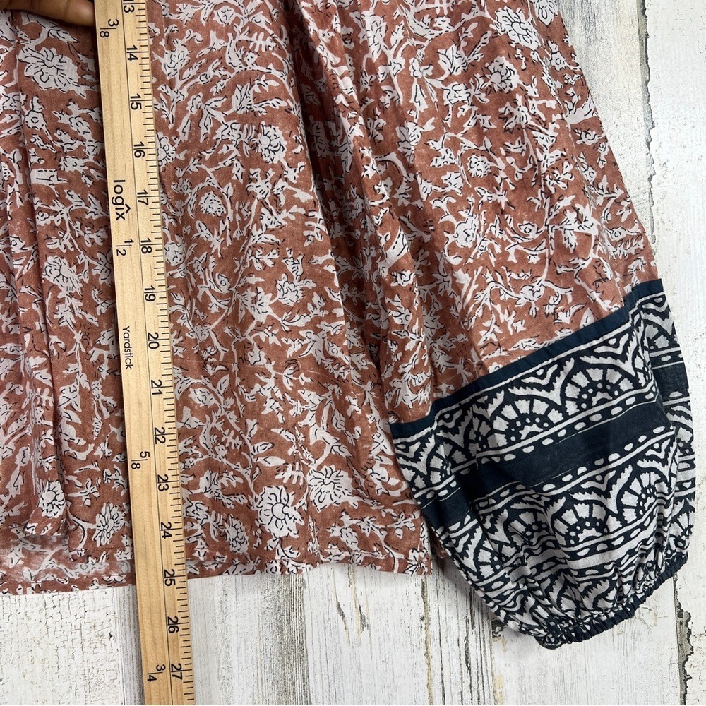 Cleobella Nasir Raja Floral Blouse Large Ruched Neck Cotton Boho Luxe Top - Picture 15 of 17